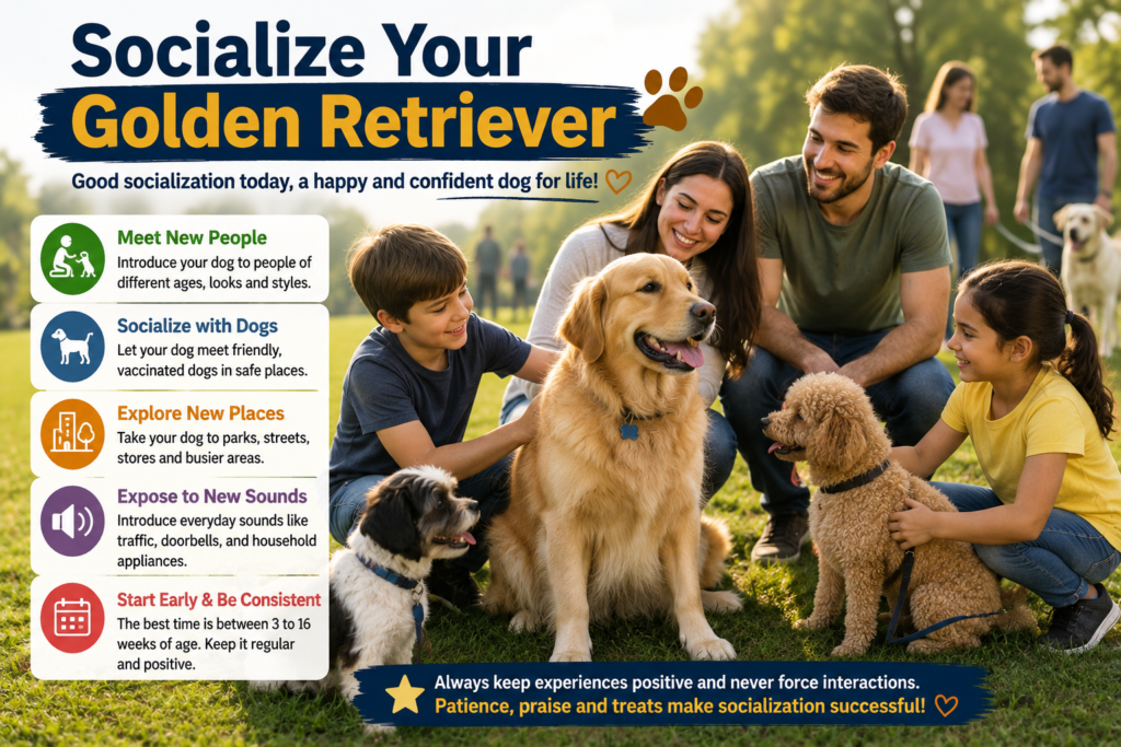 Dog Training Golden Retriever The Complete Beginner's Guide to Raising a Well-Behaved Dog socialize your golden retriever